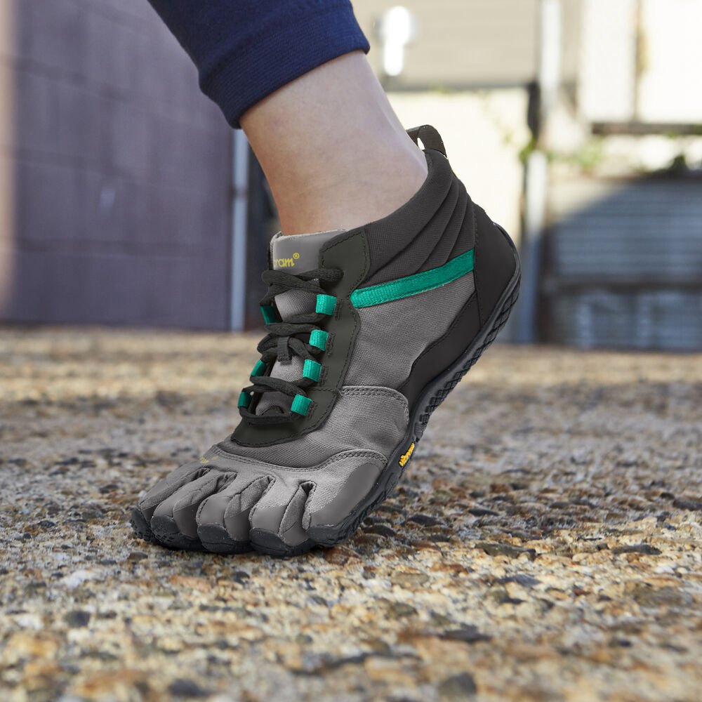 Vibram Five Fingers Womens V-Trek Insulated - Trail Shoes Black/Grey/Green - ACV465207